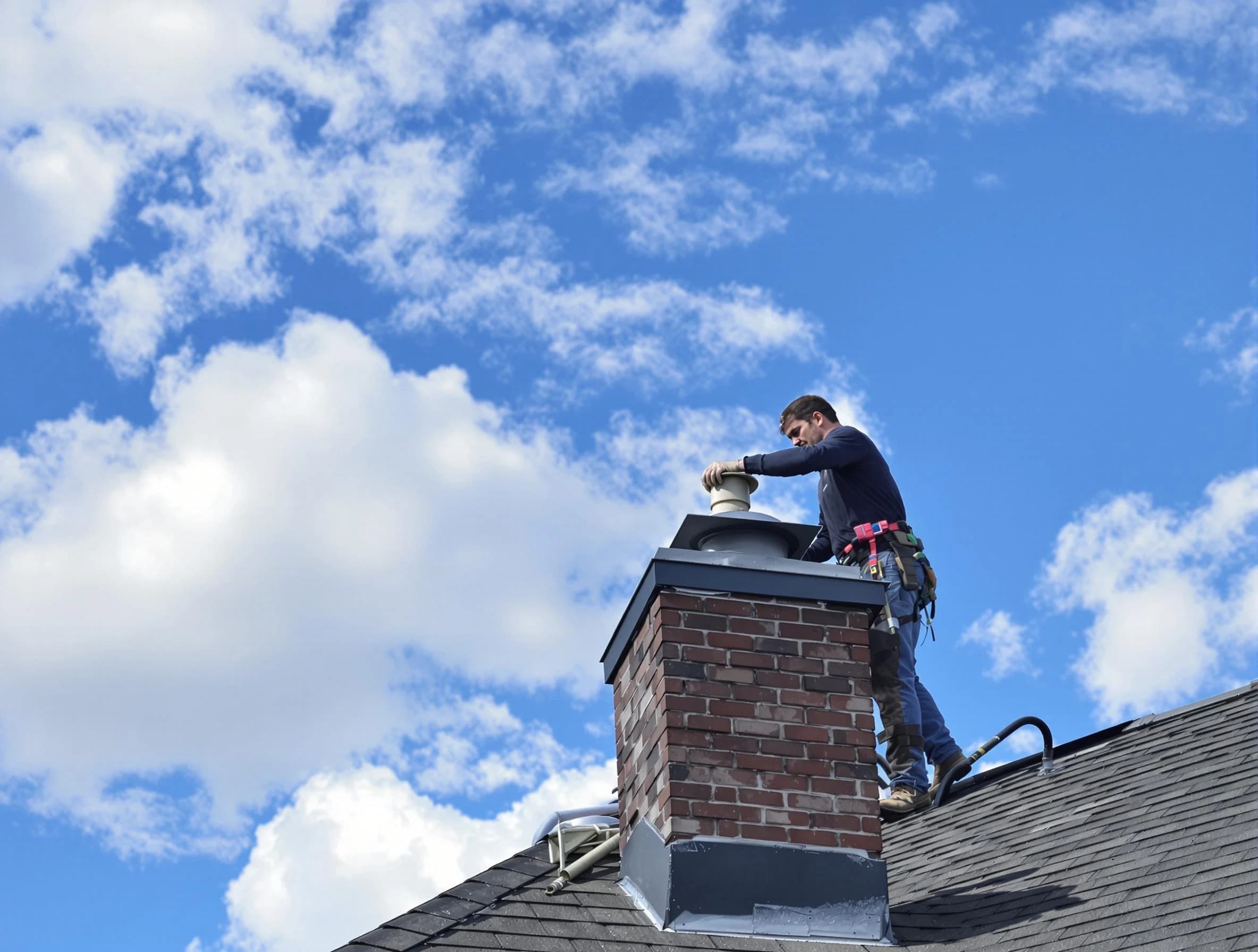 Sandston Chimney Sweep installing a sturdy chimney cap in Sandston, VA