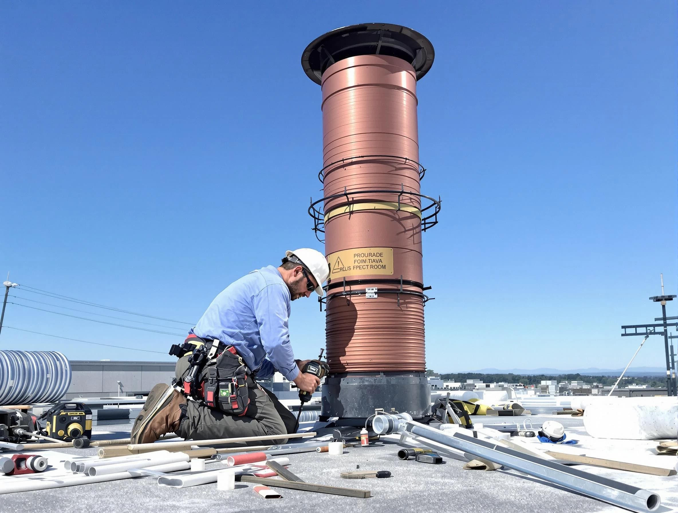 Installed chimney liner by Sandston Chimney Sweep in Sandston, VA