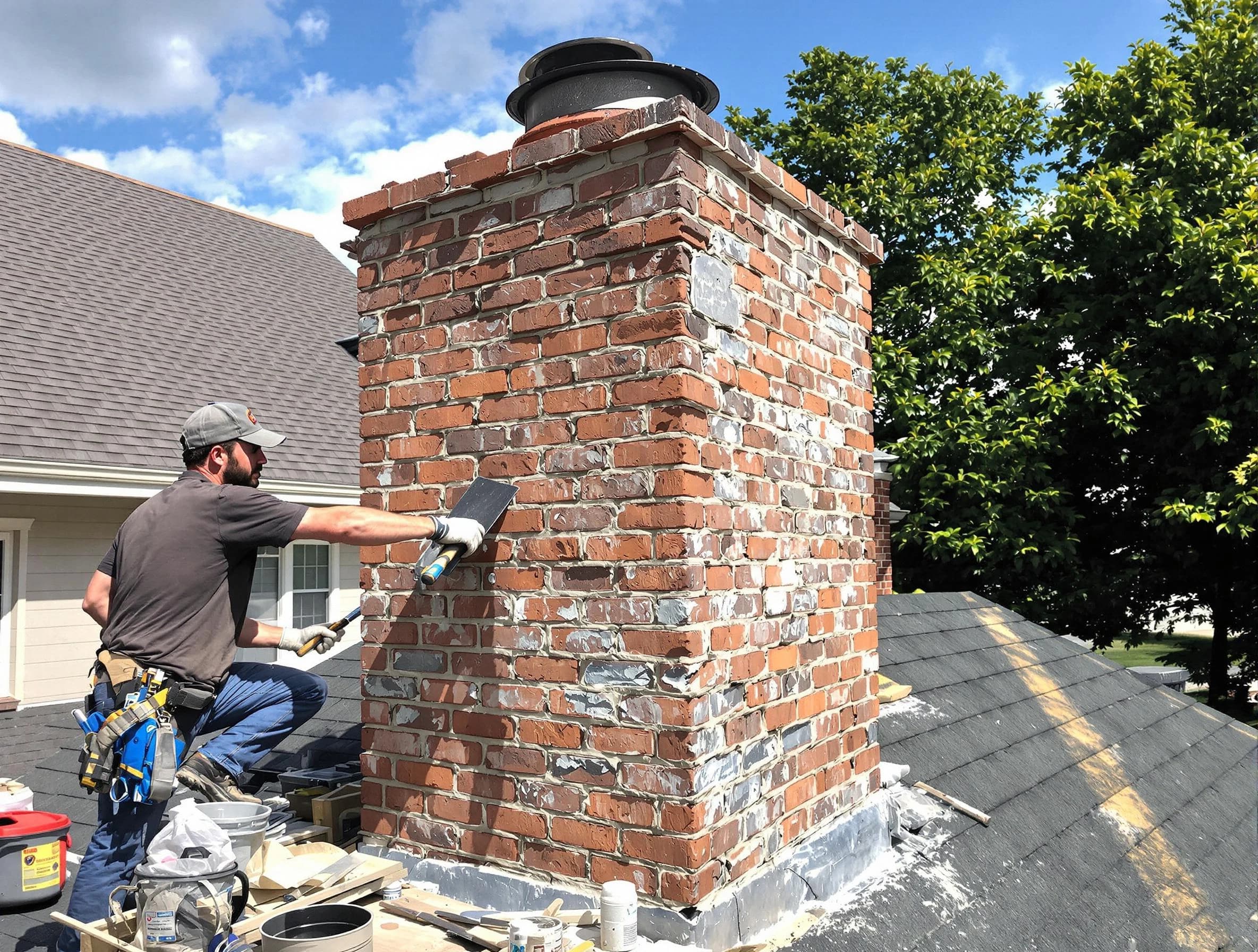 Completed chimney rebuild by Sandston Chimney Sweep in Sandston, VA