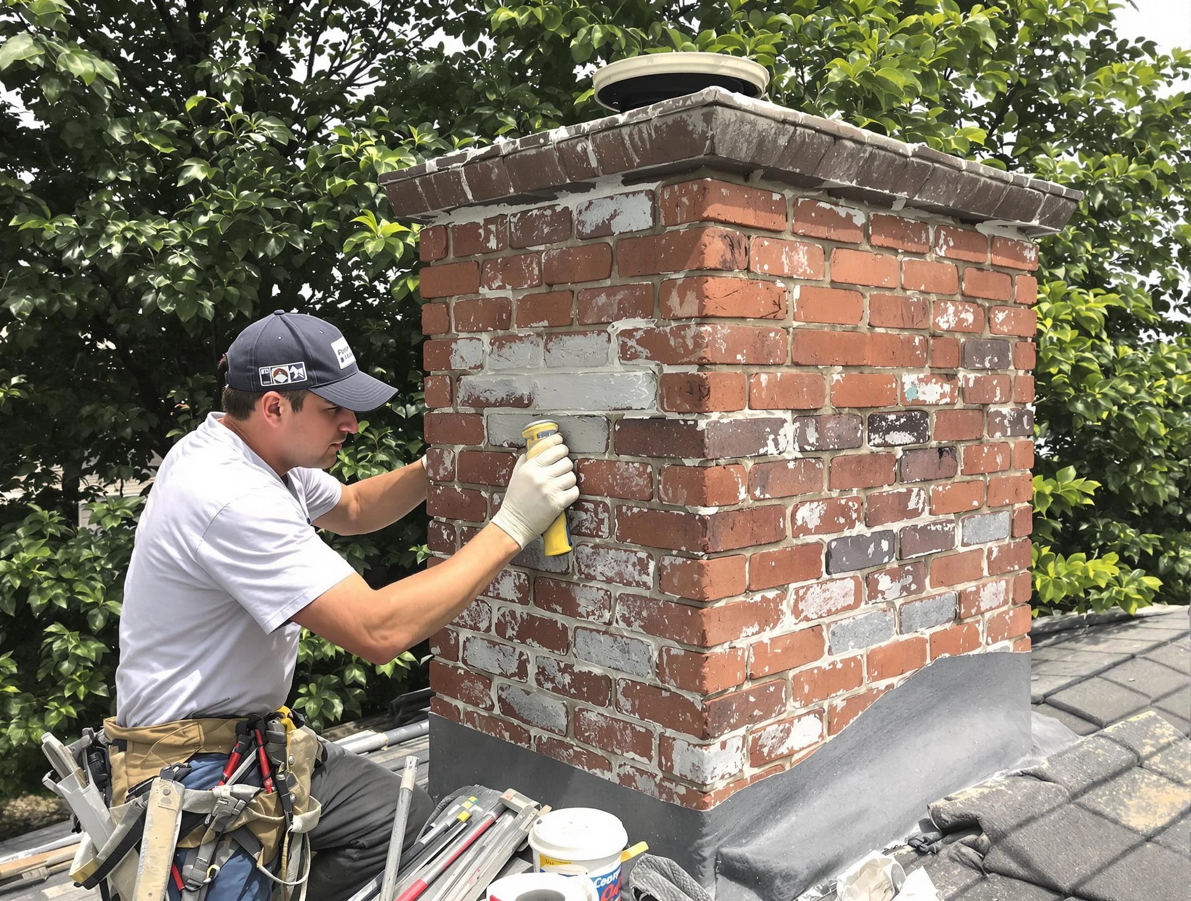 Sandston Chimney Sweep restoring an aging chimney in Sandston, VA
