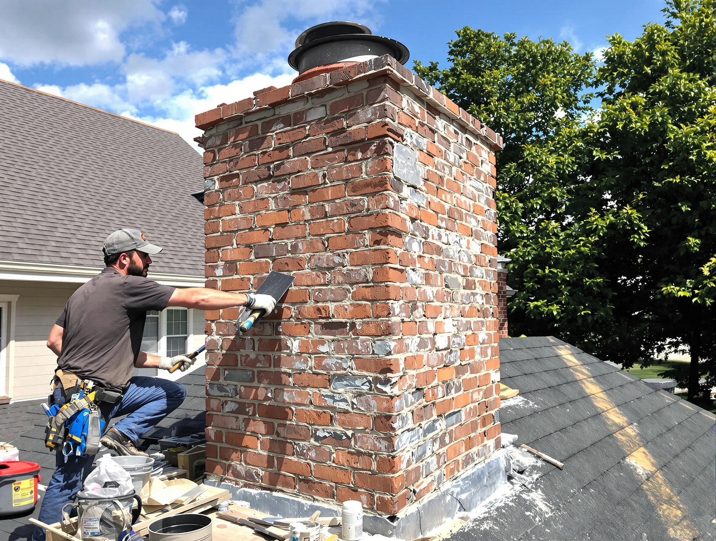 Completed chimney rebuild by Sandston Chimney Sweep in Sandston, VA