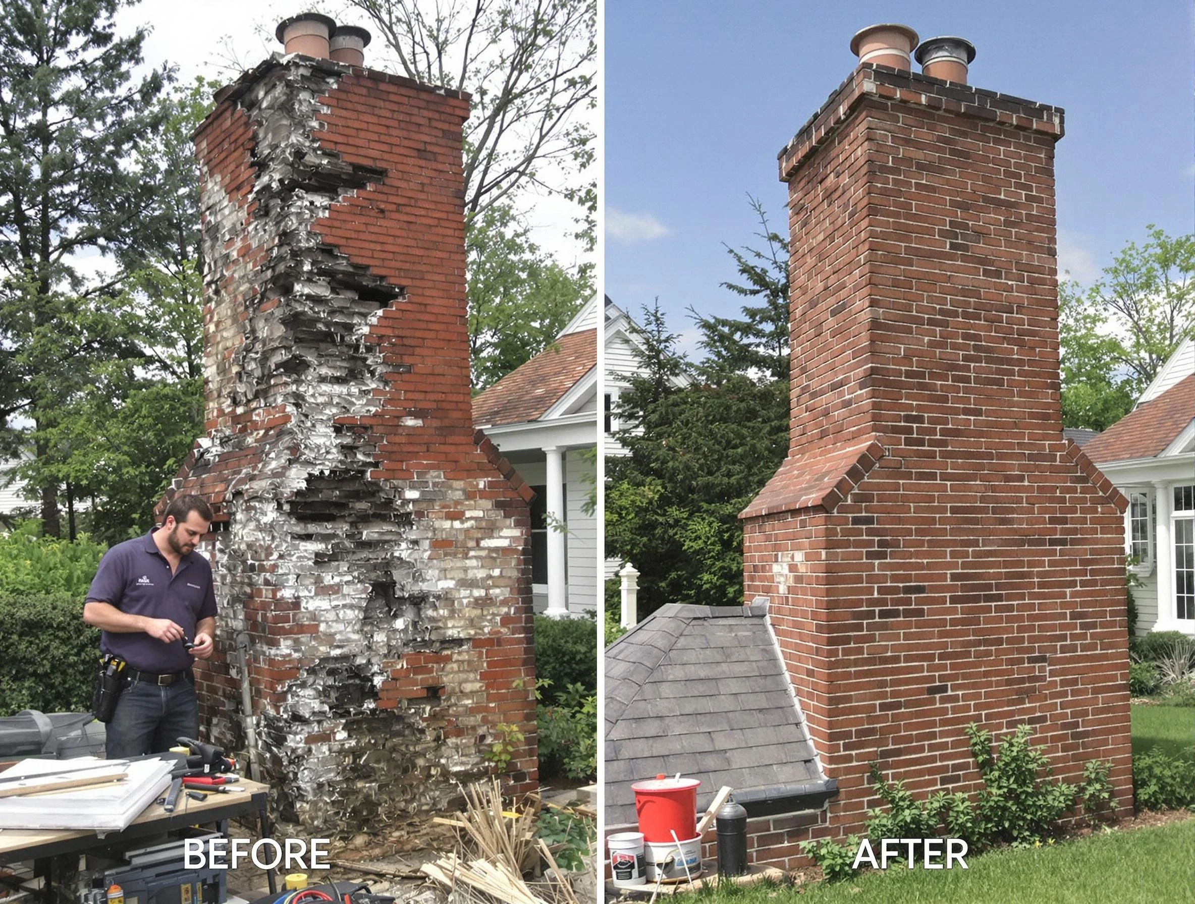 Sandston Chimney Sweep performing a full chimney restoration in Sandston, VA