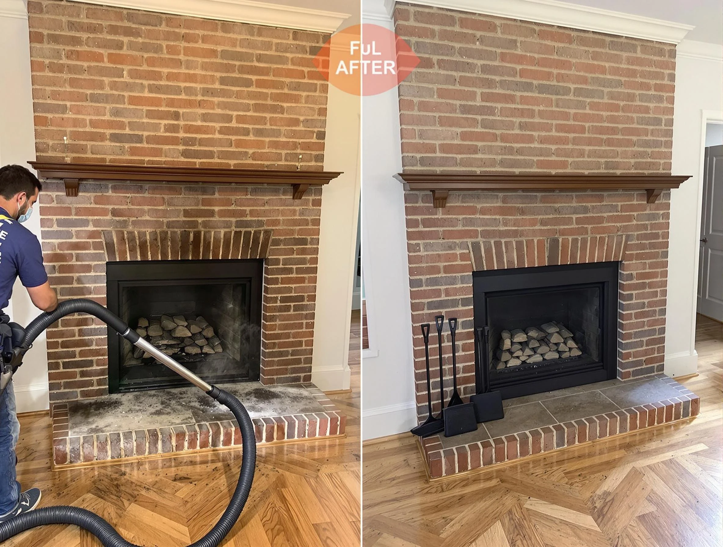 Sandston Chimney Sweep carefully sanitizing a fireplace in Sandston, VA