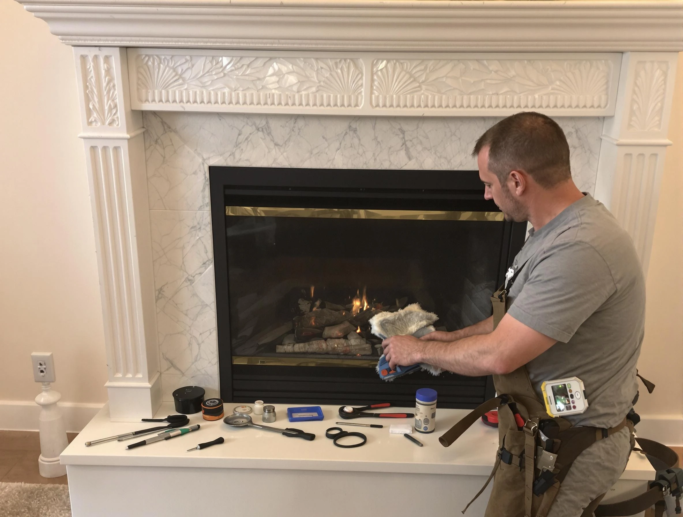 Sandston Chimney Sweep performing fireplace maintenance in Sandston, VA