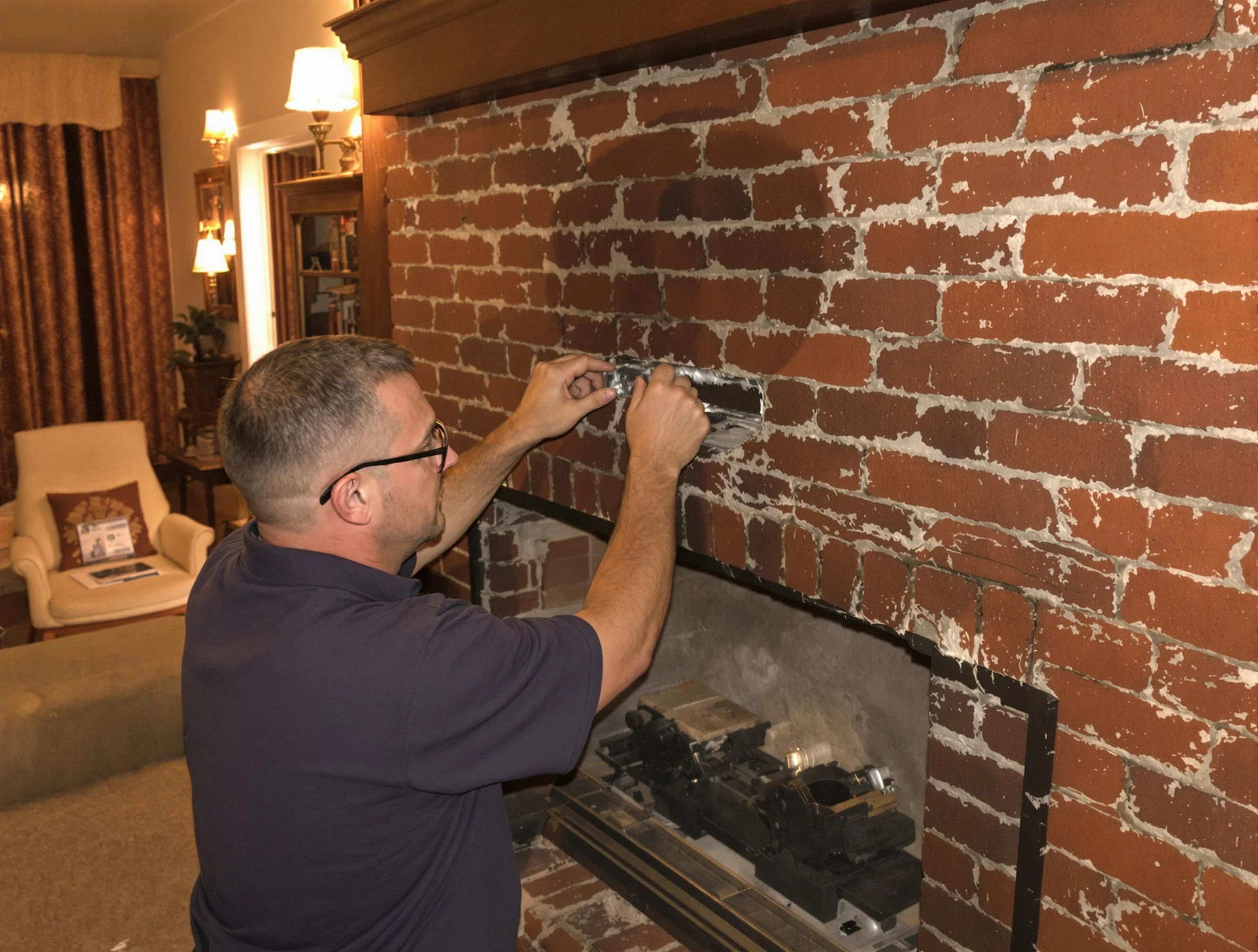Sandston Chimney Sweep expert fixing a fireplace in Sandston, VA